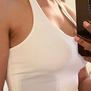 Tops Halter Off Shoulder Tops Crop Tops Elastic Solid Tank Tops For Women Summer